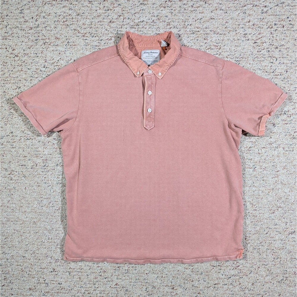 Tommy Bahama Jeans Polo Shirt Mens XL Island Modern Fit Mauve Stretch Button
